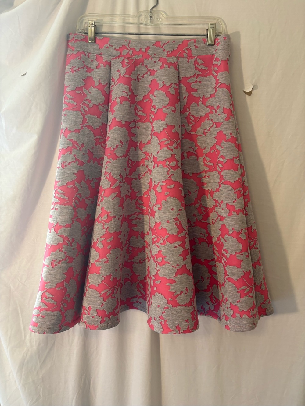 Grace Elements Pink and Gray Floral Circle Skirt
